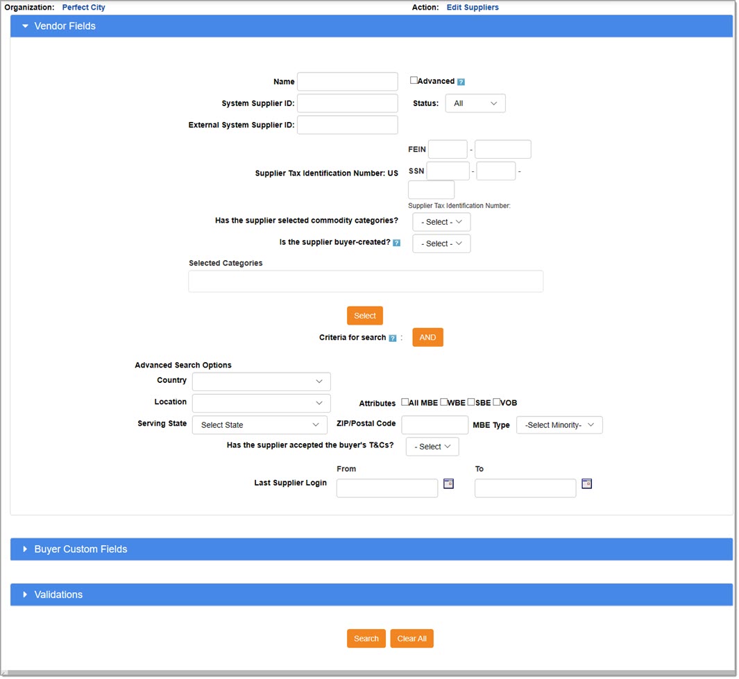 Edit Supplier - Search